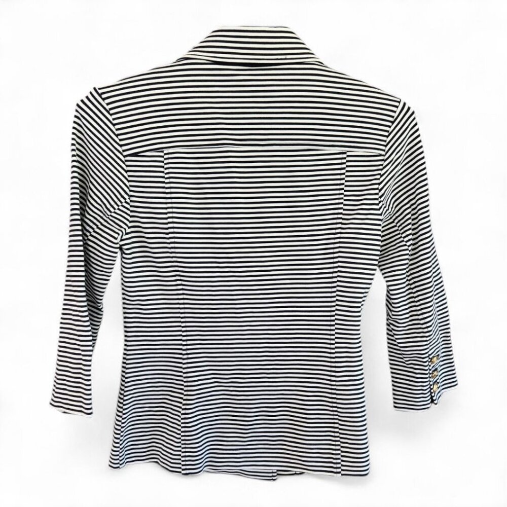 Cabi XS Nautical Striped Blazer Navy Blue & White Double Breasted 3/4 Sleeve - Picture 2 of 4